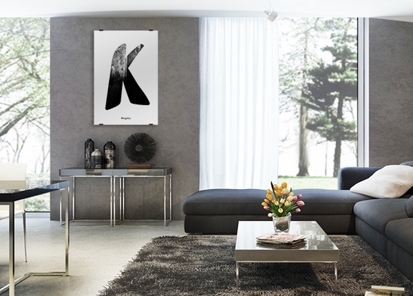 Grunge Black poster shown in a modern living room