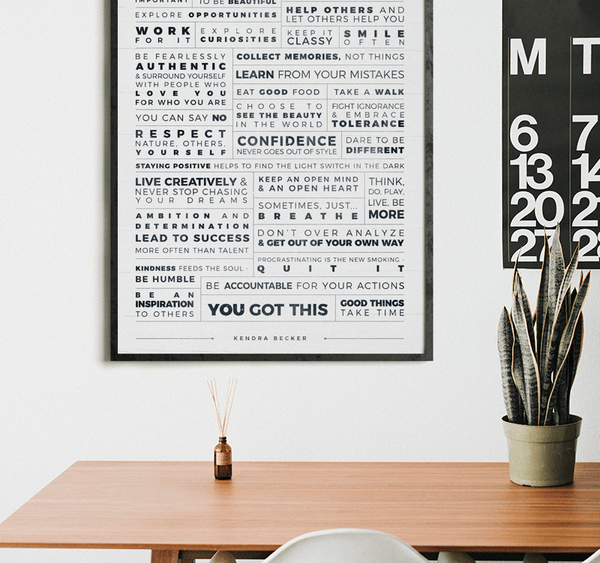 Manifesto Grid Personalized Print in a modern workspace