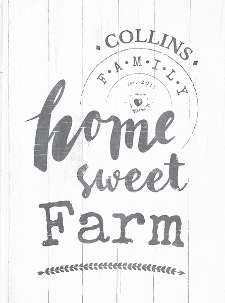Closer view of the Home Sweet Farm personalized print