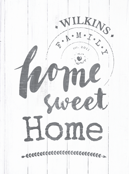 Closer look at the Home Sweet Home personalized print