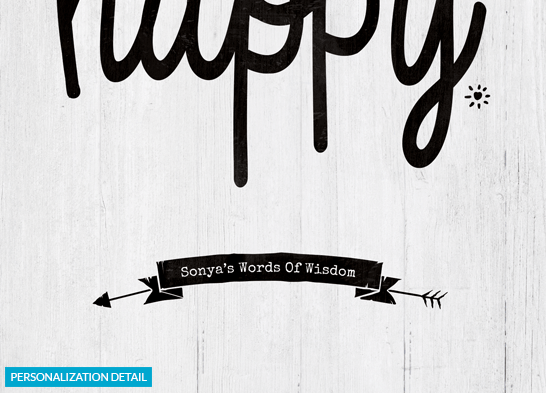 detail of the personalization on the I Choose Happy print
