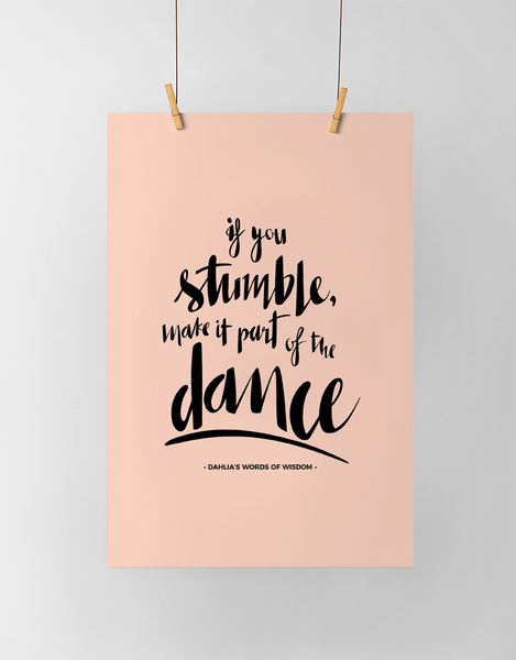 If You Stumble Personalized Print in blush and black