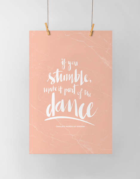 If You Stumble Personalized Print shown in blush marble