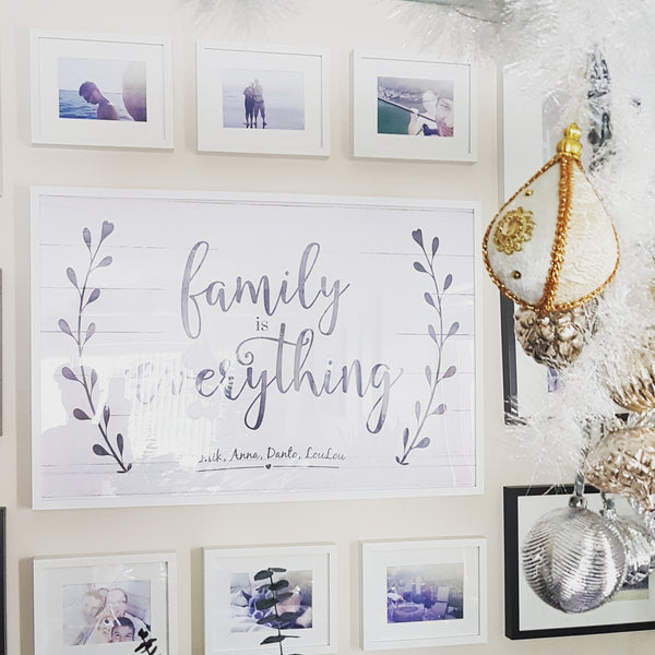 Family Is Everything personalized print. A beautiful center piece to a gallery wall.
