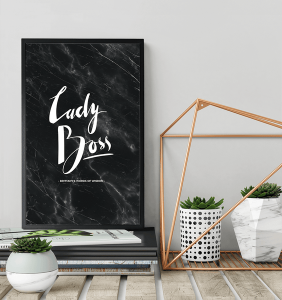 Marble and copper decor with the Lady Boss Personalized Print