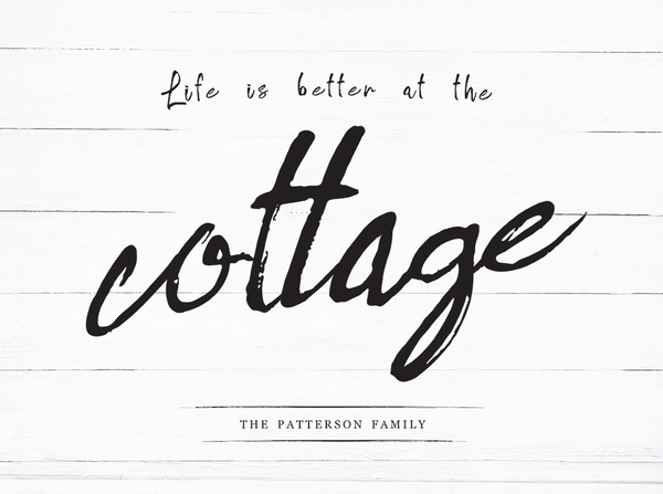 Close up look at the Life At The Cottage personalized print