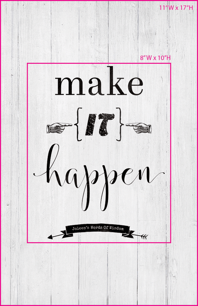 Visual of framed sizes on the personalized Make It Happen print