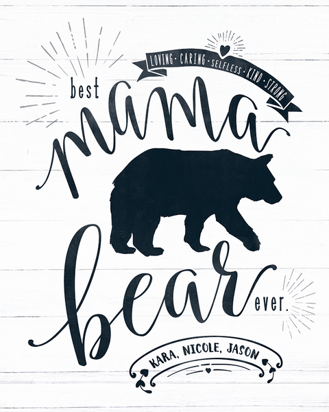 close up look at the Mama Bear personalized print