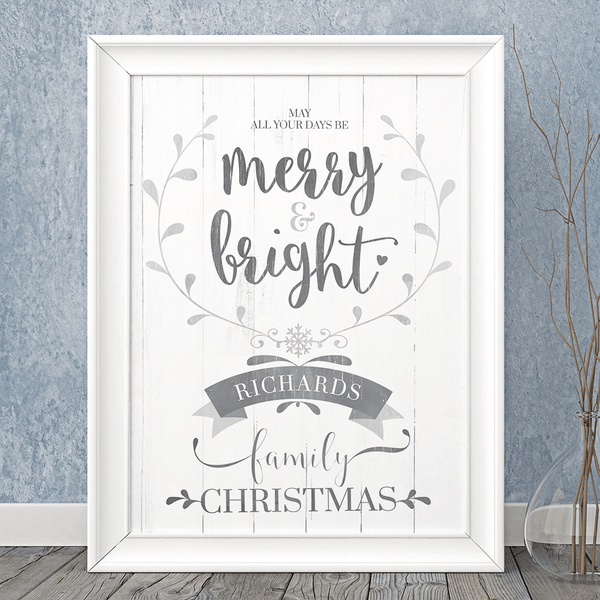Merry & Bright personalized print