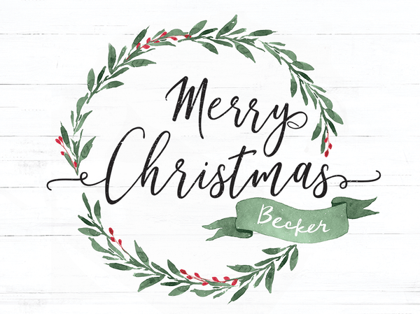 close up of the Merry Christmas personalized print 