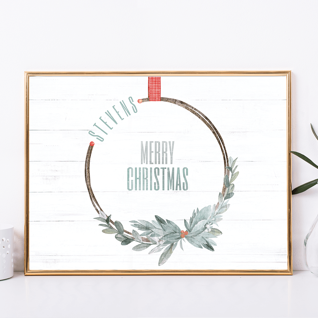 Merry Wreath Personalized Print