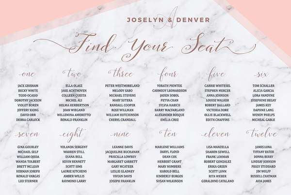 MK Blush Seating Chart with written out table numbers