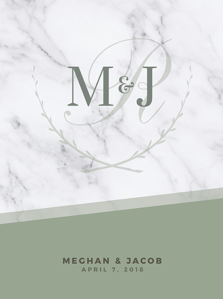 close up look at the MK Olive Wedding Personalized Print