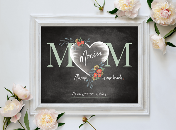 Framed Mom Heart Personalized Print among mother's day flowers