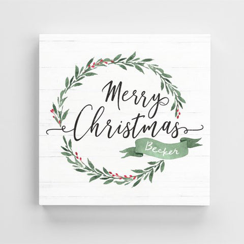 Merry Christmas Personalized Canvas Print front view