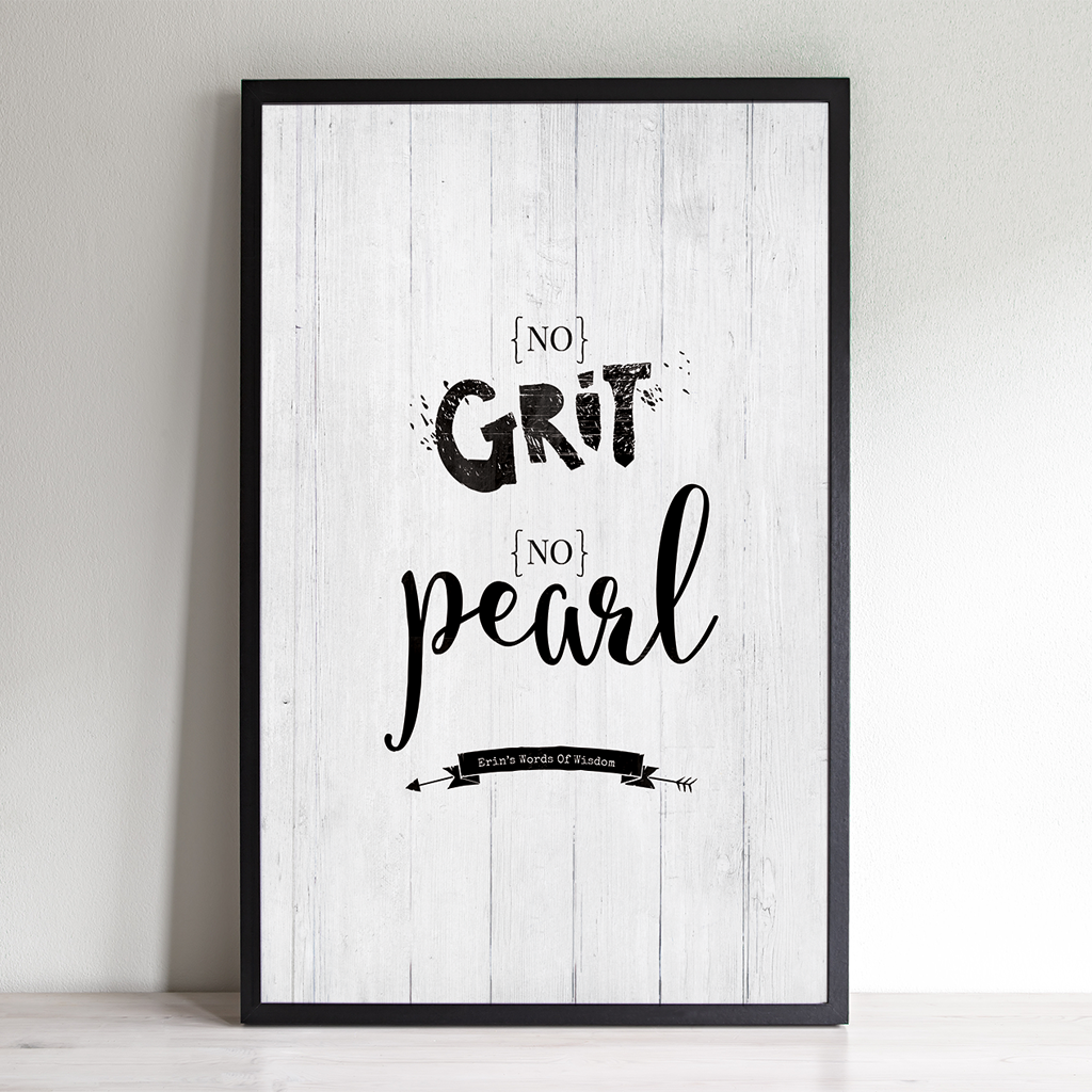 No Grit No Pearl inspirational personalized print
