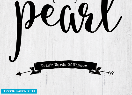 Close up of the personalization on the No Grit No Pearl print