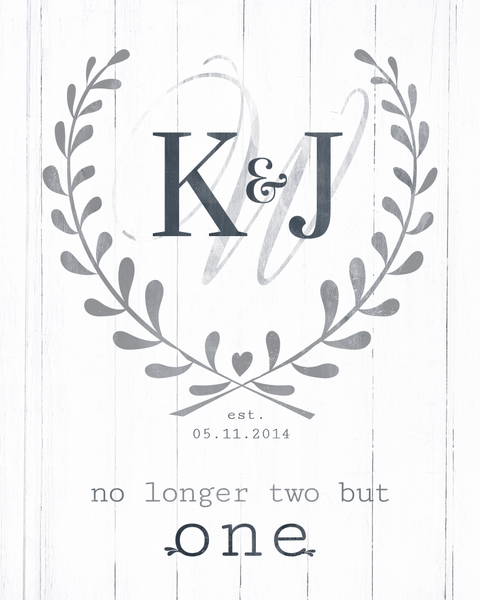 close up of the No Longer Two... personalized print