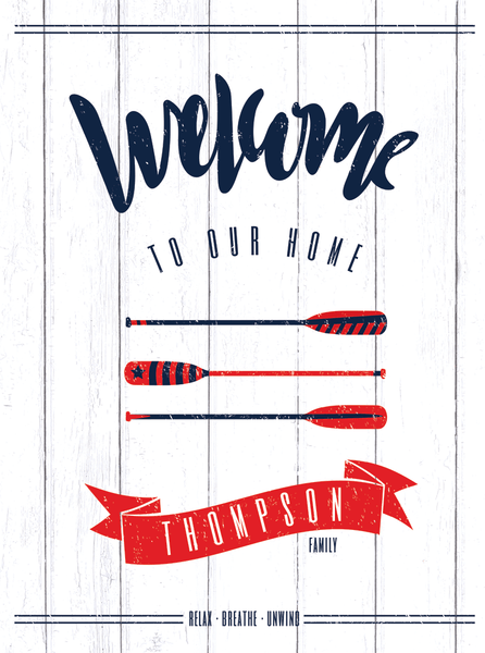 Close up of a welcome to our home personalized print