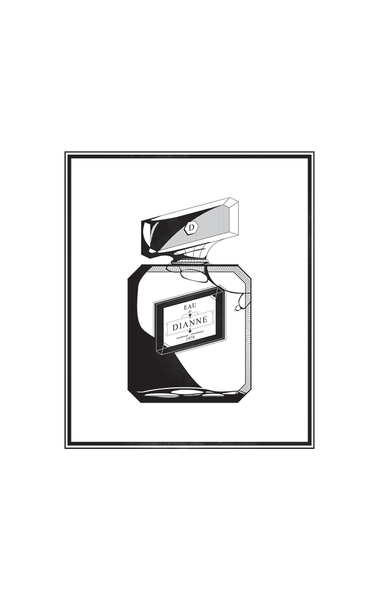 close up of the perfume bottle print