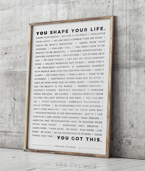 Manifesto Personalized Print framed in a reclaimed wood frame