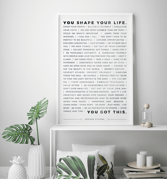 Manifesto Personalized Print in a modern white decor room