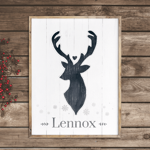 Reindeer personalized print - perfect for rustic and nordic home decor
