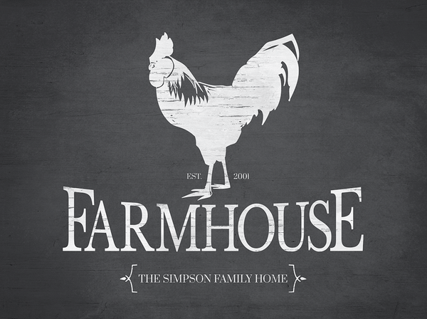 close up view of the Rooster Farmhouse Reverse personalized print