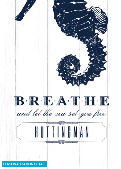 Detail preview of the personalization on the Seahorse print