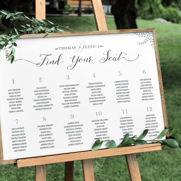 Rustic Seating Chart Personalized Print at an outdoor wedding