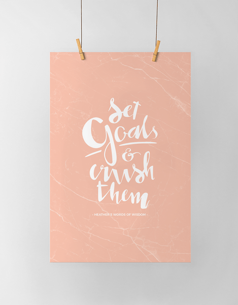 Set Goals & Crush Them Personalized Print in pink marble