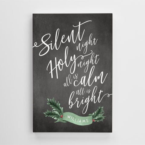 silent night, holy night, all is calm, all is bright - lyrics on a personalized canvas print