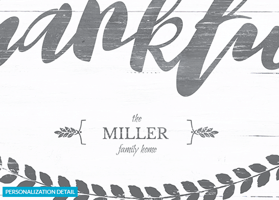 preview of the personalization on the Thankful print