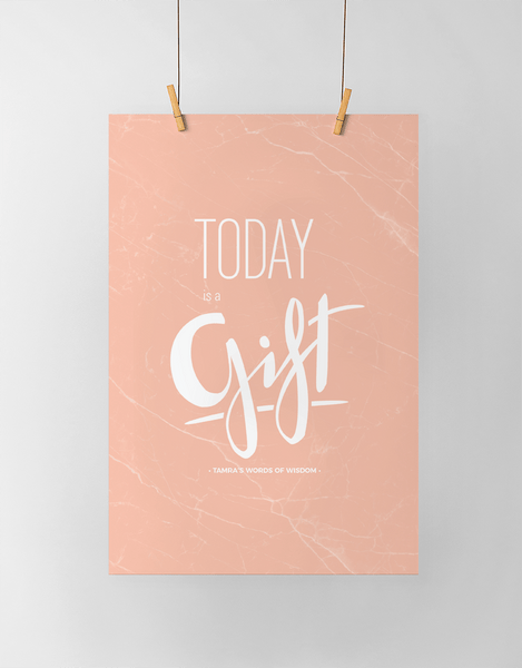 Today Is A Gift Personalized Print in blush marble