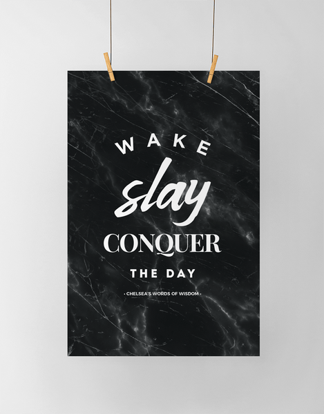 Wake Slay Personalized Print in black marble