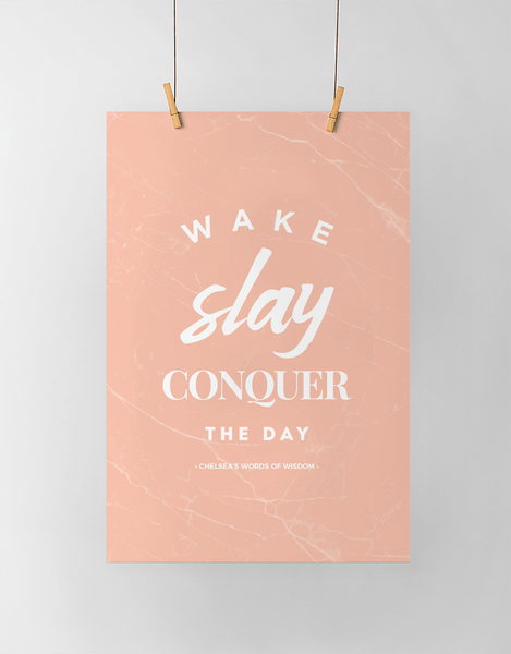 Wake Slay Personalized Print in blush marble