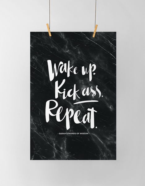 Wake Up Personalized Print in black marble