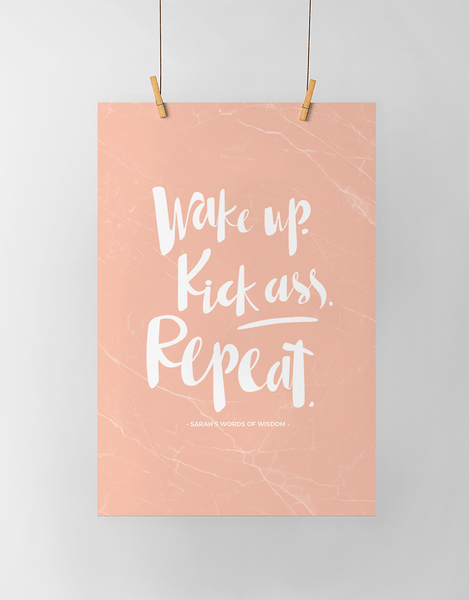 Wake Up Personalized Print in blush marble