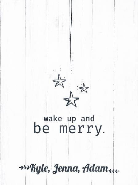 close up of the Wake Up And Be Merry print