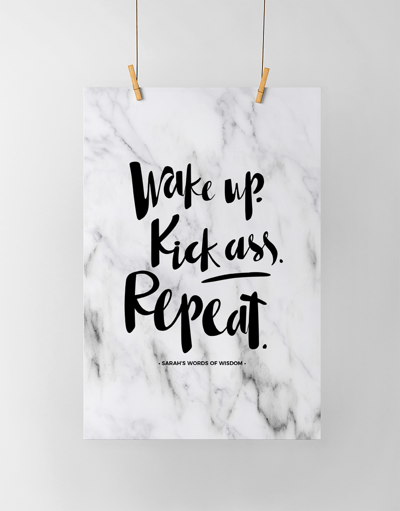 Wake Up Personalized Print in classic marble