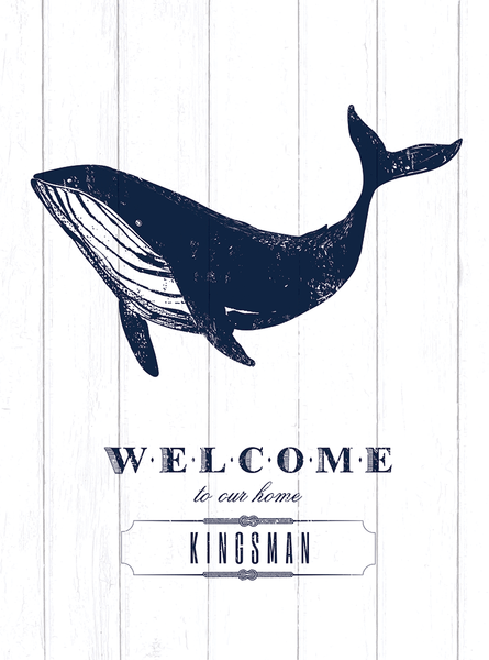 Closer view of Whale Welcome personalized print