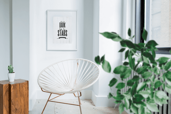 When It's Dark Look For Stars - a personalized print, framed in a modern apartment