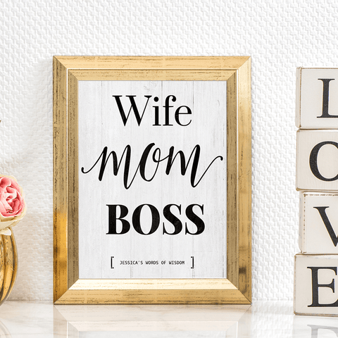 Wife Mom Boss personalized print