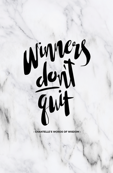 Winners Don't Quit Personalized Print in classic marble