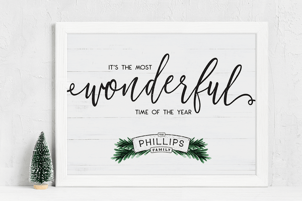 framed Wonderful Personalized Print in a farmhouse decor home
