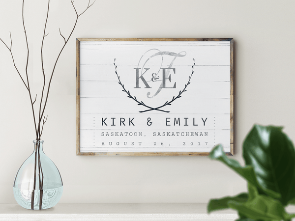Wedding Day personalized print in a modern farmhouse room