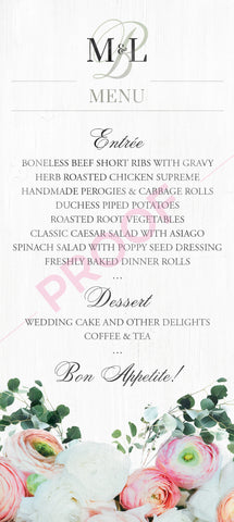 Custom Wedding Menus for Lindsay