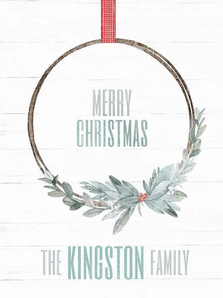 close up of the Xmas Wreath Personalized Print