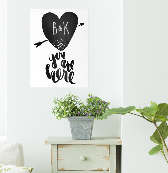 Nordic style room with our Jibe Prints "You Are Here" print.